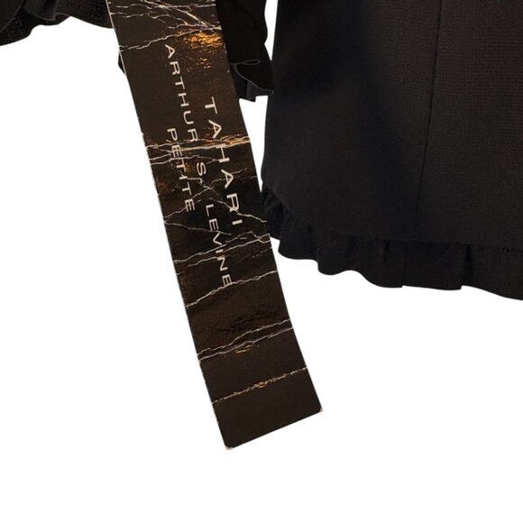 Tahari Arthur Levine women's blazer size 8P with ruffle hem/sleeve detail black - Picture 3 of 5